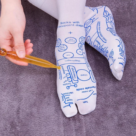 Reflexology Chart Socks with Trigger Point Massage Tool