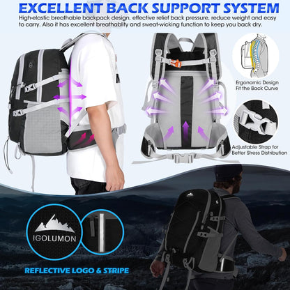 Hiking Backpack 40L Packable Hiking Daypack for Men Women Waterproof Lightweight Foldable Camping Backpack